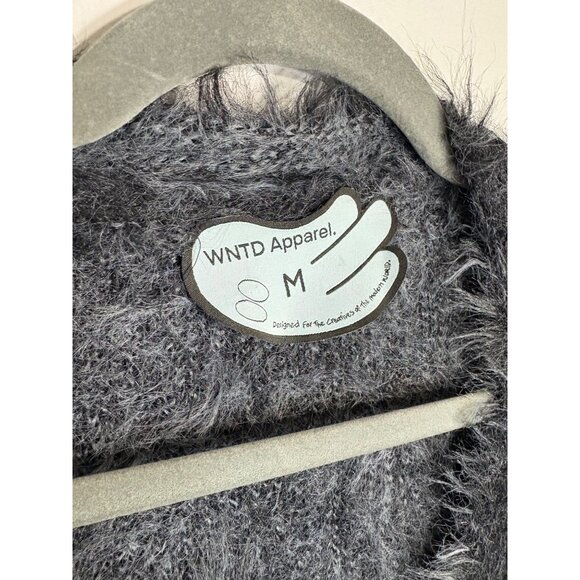 WNTD Apparel Blu Boy Mohair Unisex Cardigan Black Grey-sz Medium - Picture 3 of 13